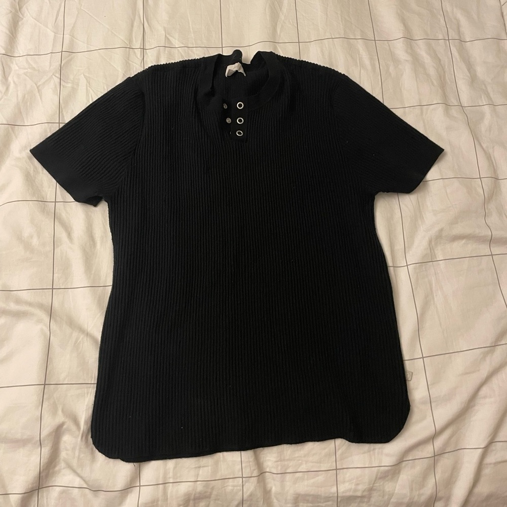 Ribbed Black Henley shirt